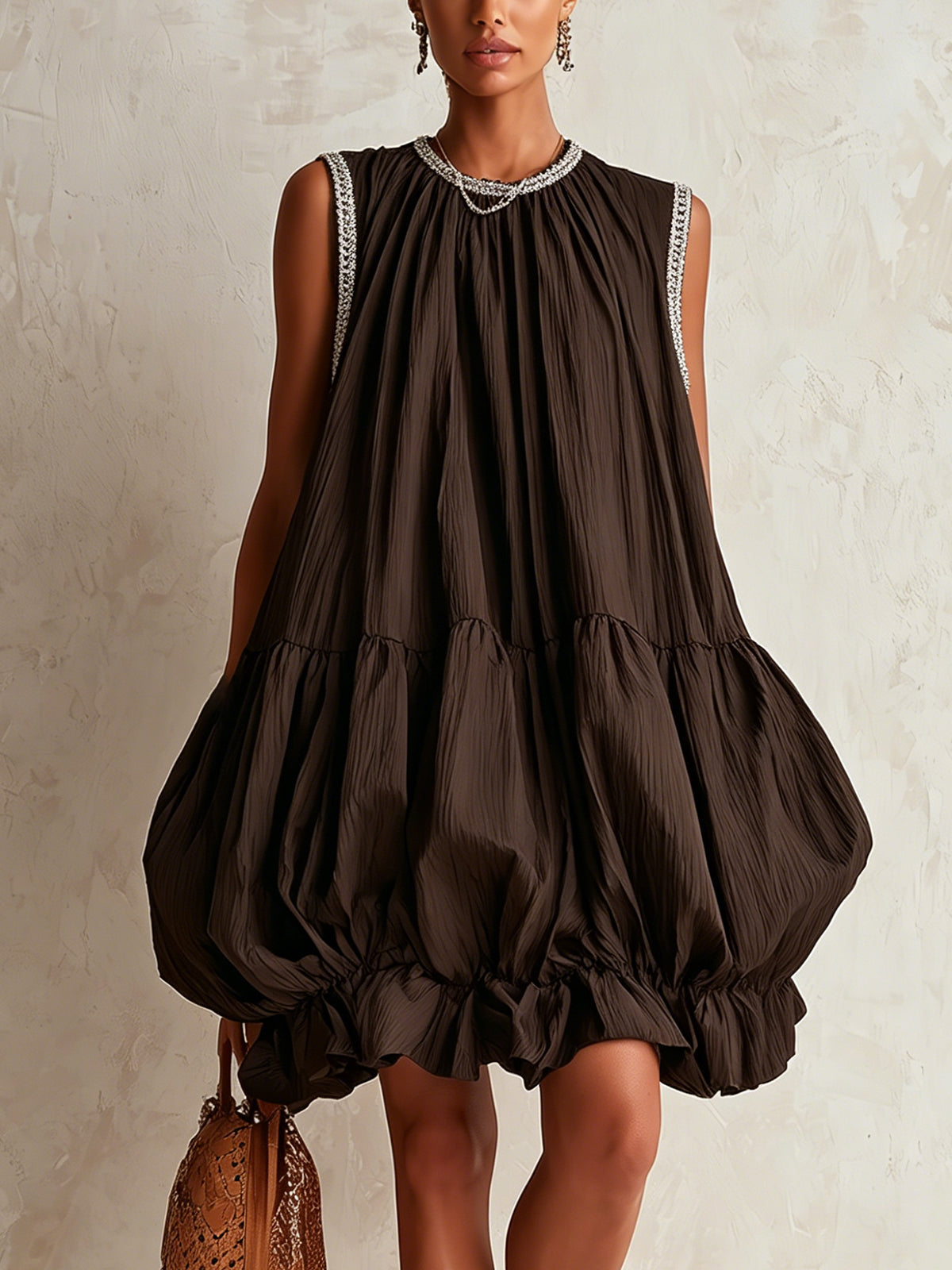 Colette™ | Puff Hem Sleeveless Mini Dress