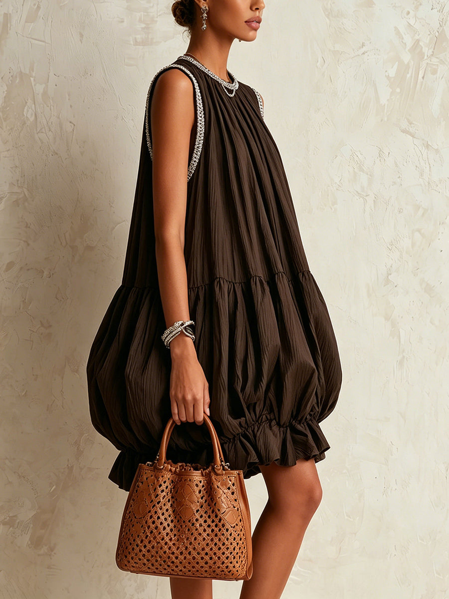 Colette™ | Puff Hem Sleeveless Mini Dress
