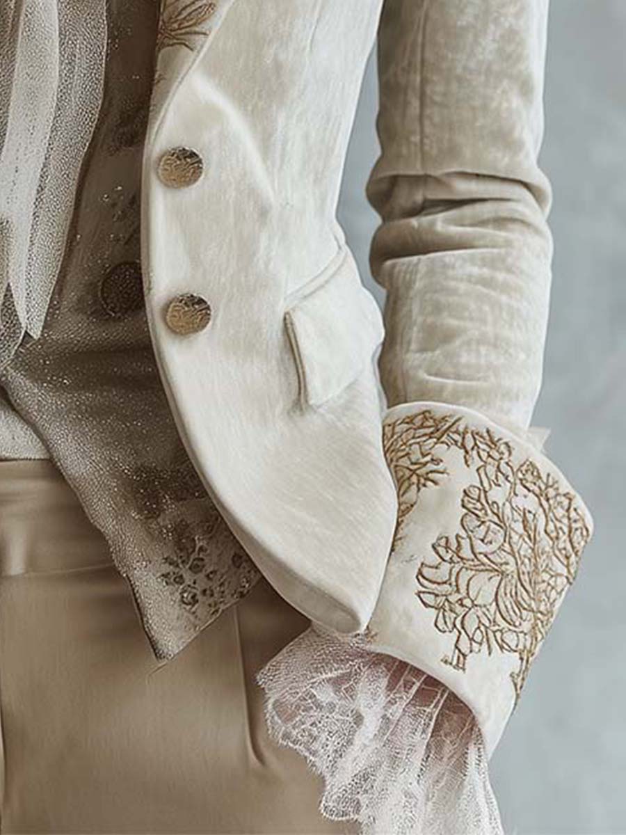 Allegra™ | Embroidered Ivory Tailored Blazer
