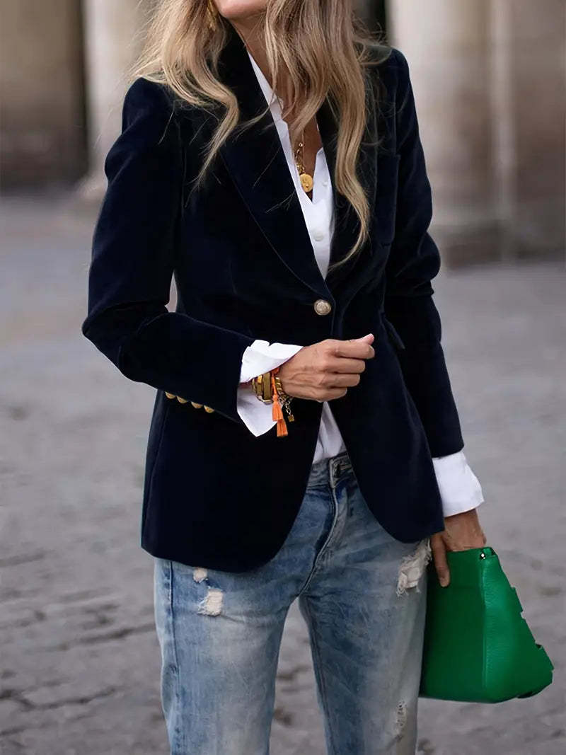Geneva™ | Elegant Fitted Velvet Tailored Blazer
