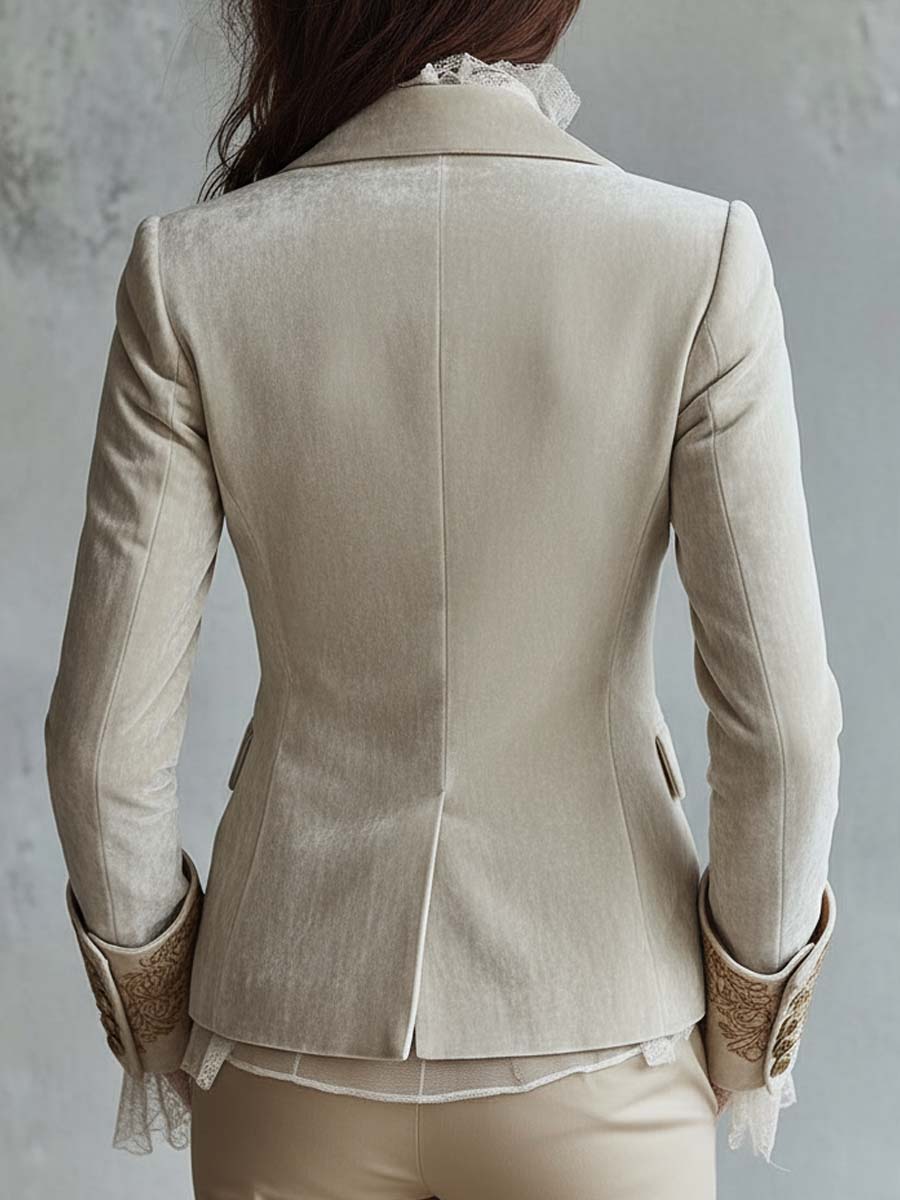 Allegra™ | Embroidered Ivory Tailored Blazer