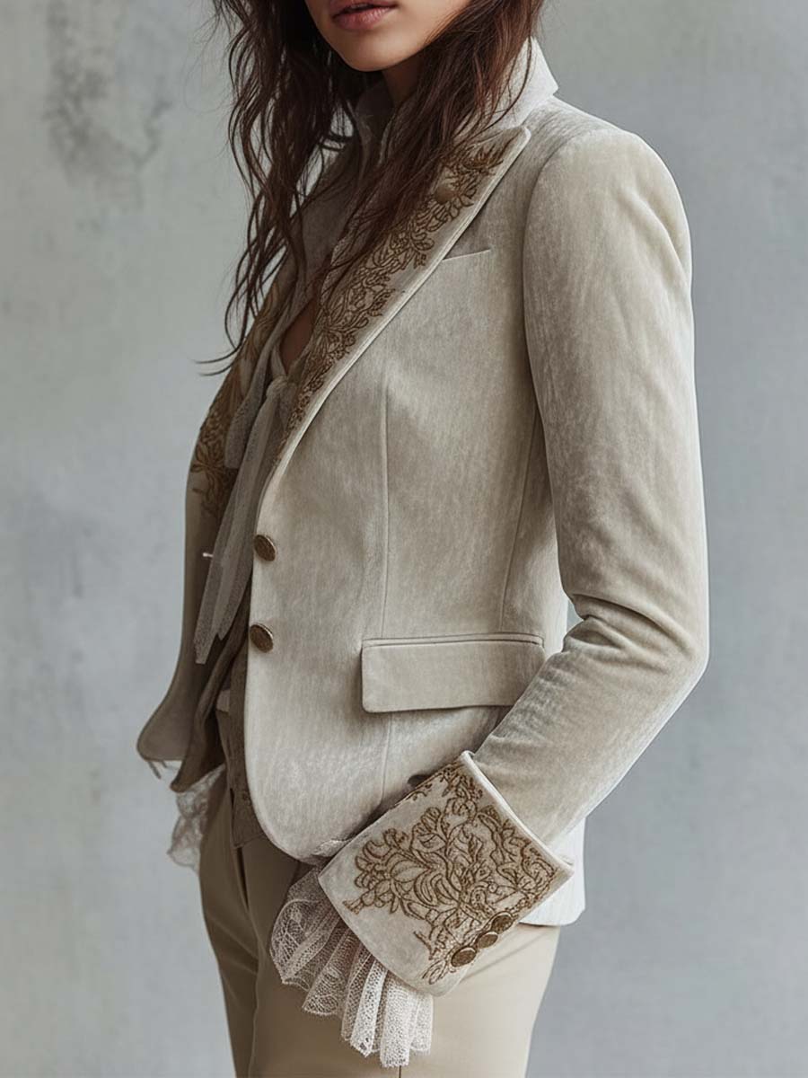 Allegra™ | Embroidered Ivory Tailored Blazer