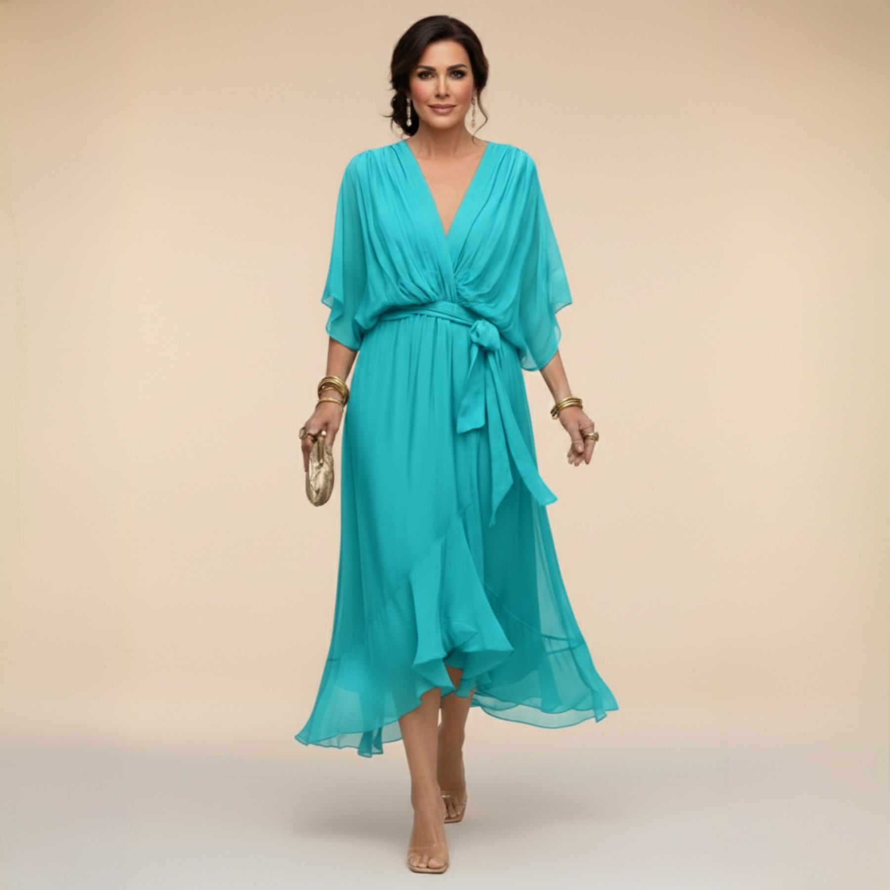 Eliana™ | Flowing Wrap Midi Dress