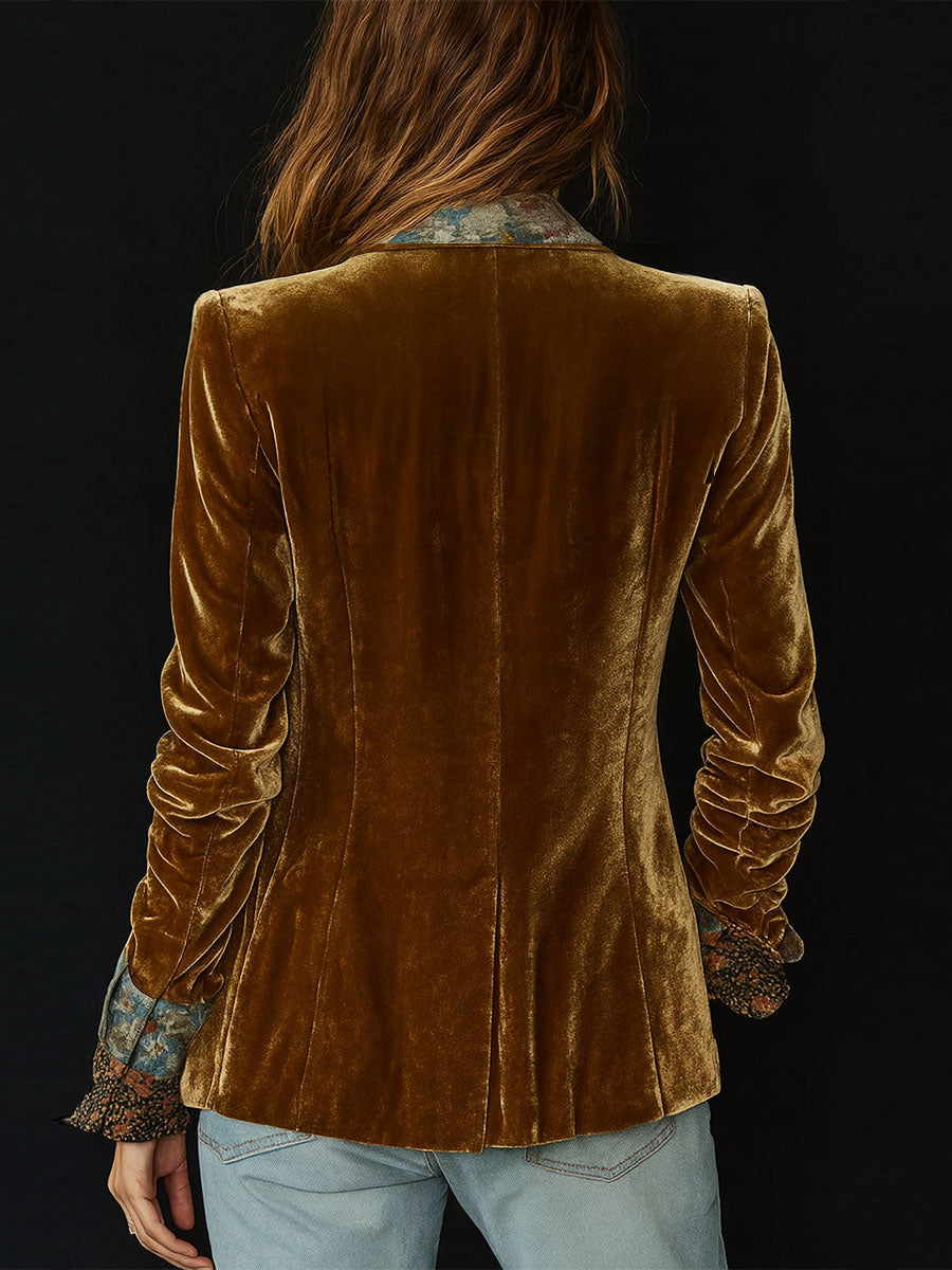 Marcella™ | Vintage Velvet Floral Patchwork Blazer