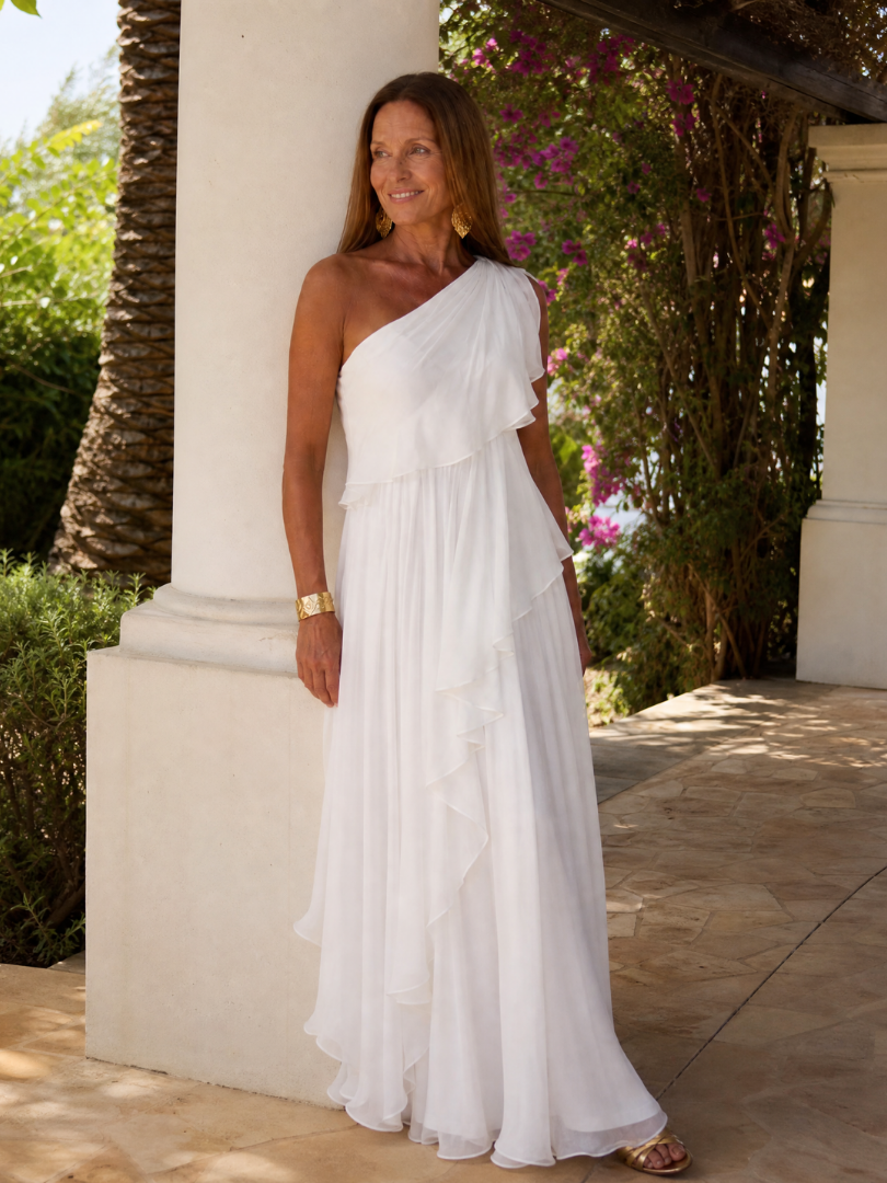 Evelina™ | One-Shoulder Chiffon Maxi Dress