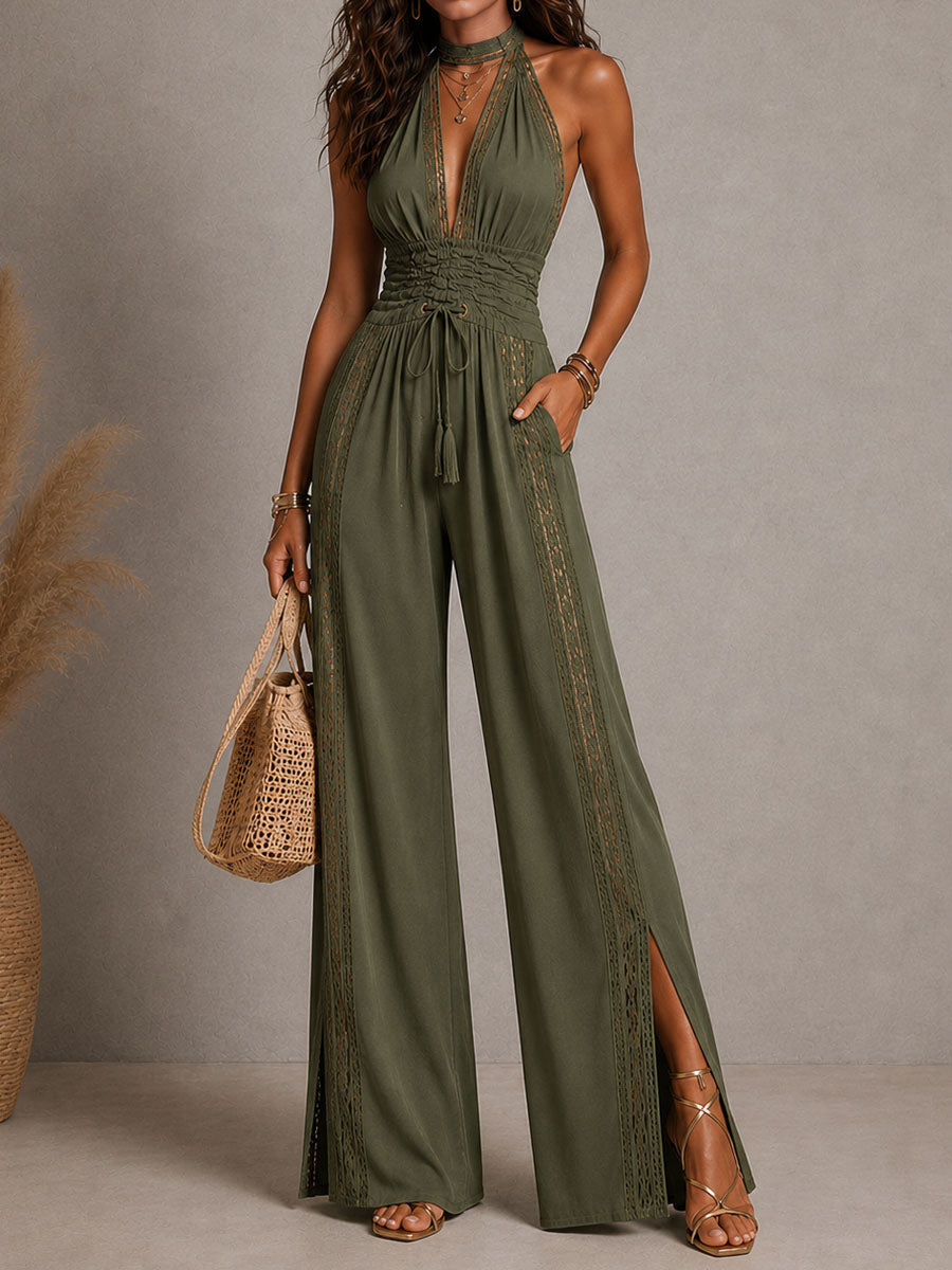 Bianca™ | Flowy Halter Evening Jumpsuit