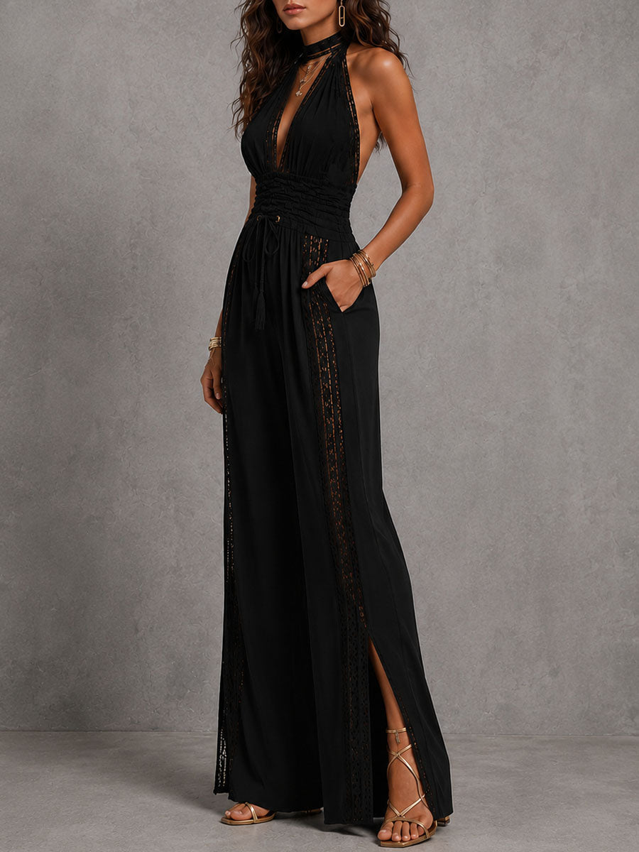 Bianca™ | Flowy Halter Evening Jumpsuit
