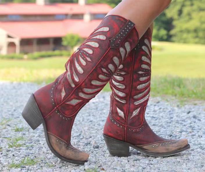Grace™ | Western Cutout Knee-High Boots