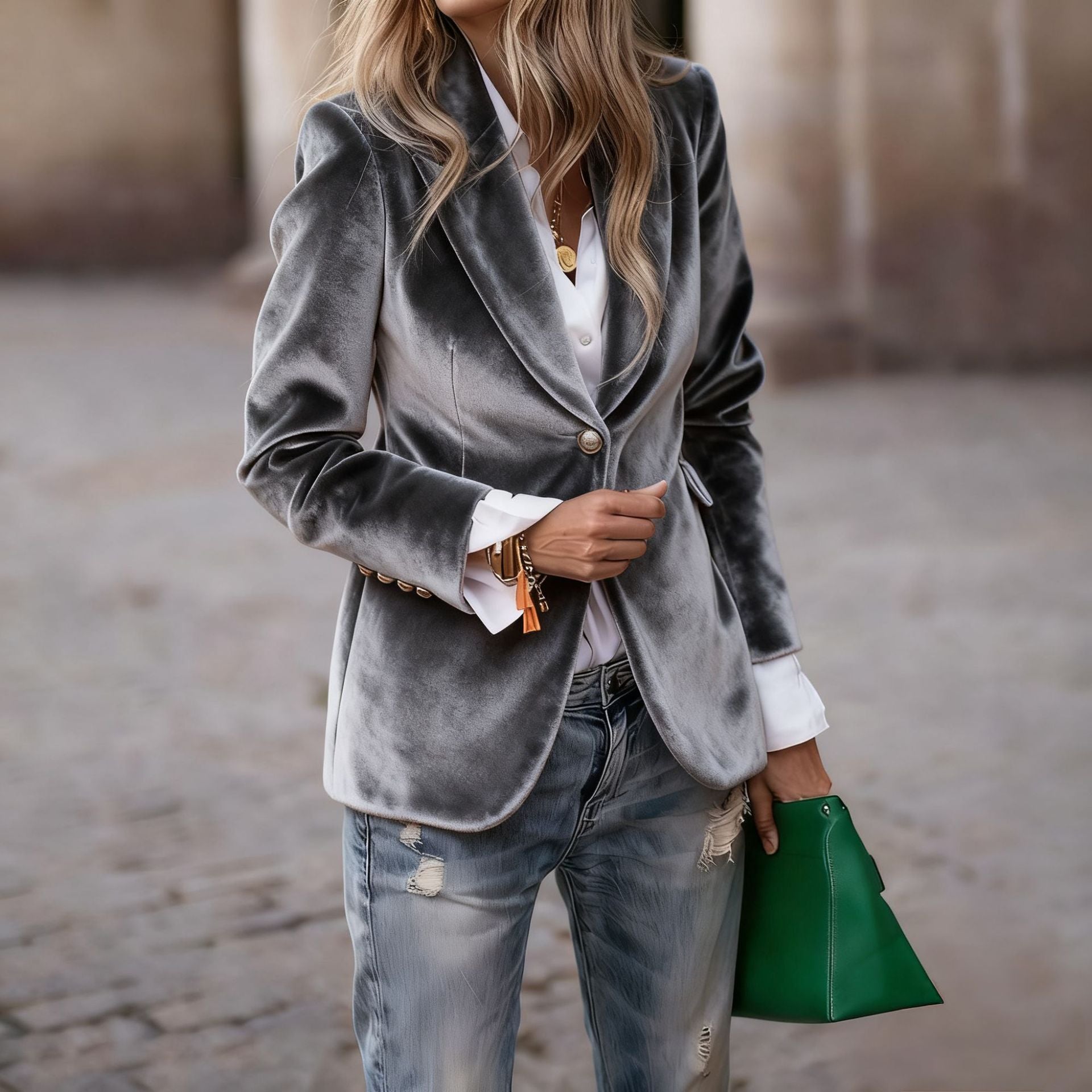 Geneva™ | Elegant Fitted Velvet Tailored Blazer