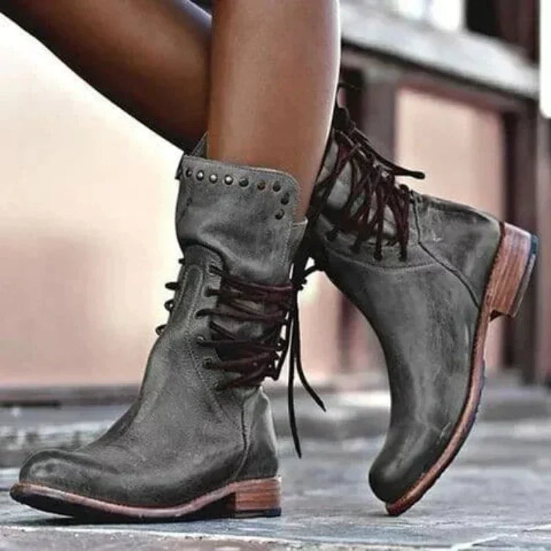 Diana™ | Vintage Lace-Up Low-Heel Boots