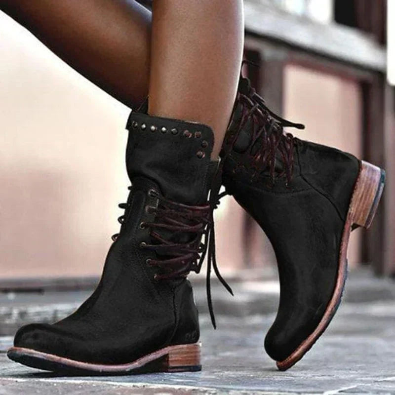 Diana™ | Vintage Lace-Up Low-Heel Boots