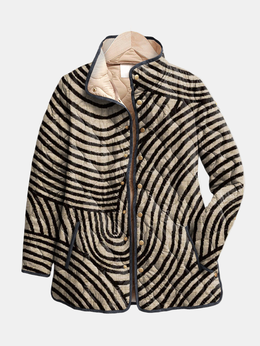 Lucinda™ | Retro Swirl Circle Quilted Longline Jacket
