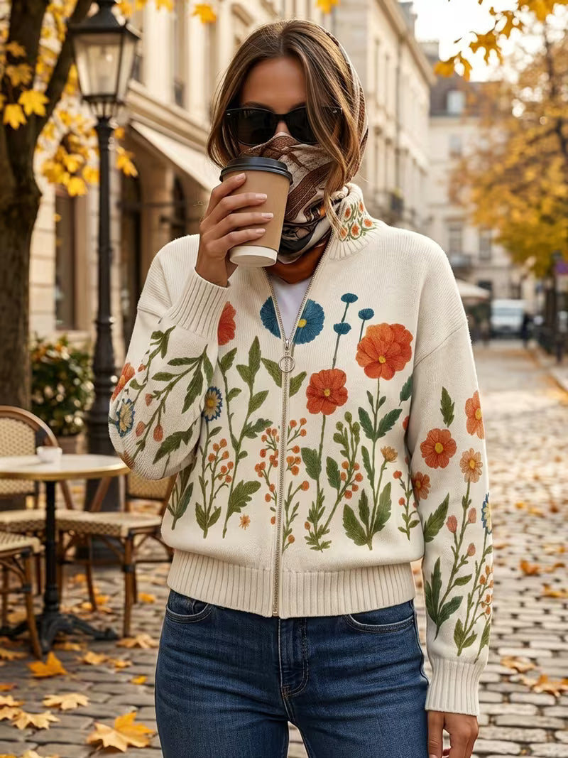 Wendy™ | Wildflower Meadow Zip-Up Cardigan