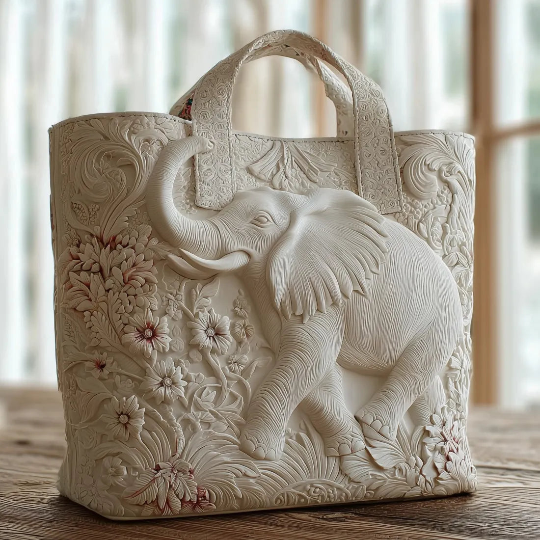 Ivory™ | Majestic Elephant Botanical Embossed Carryall