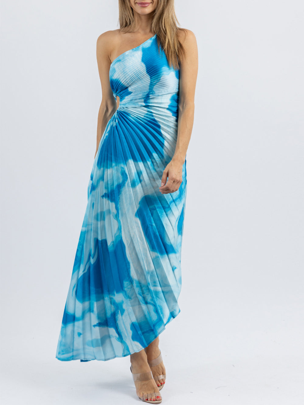 Marina™ | Ocean Wave One-Shoulder Midi Dress