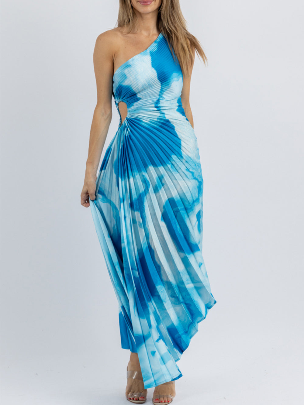 Marina™ | Ocean Wave One-Shoulder Midi Dress