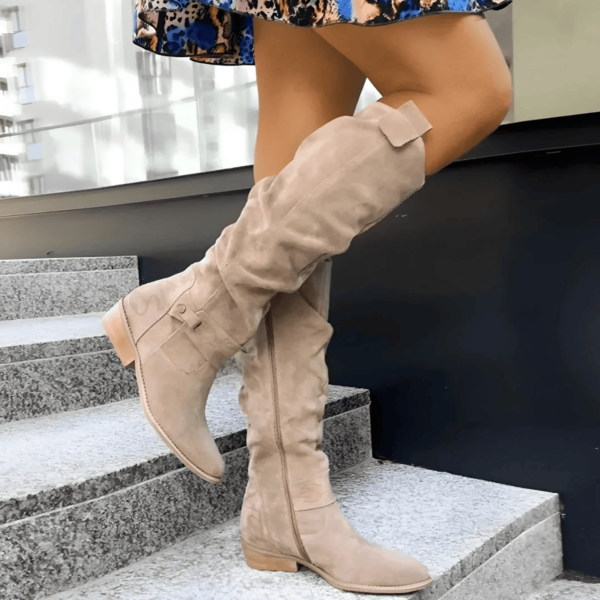 Daiselle™ | Bow Detail Suede Knee-High Boots