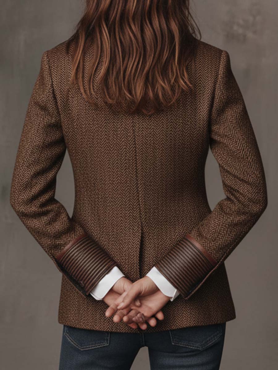 Bernadette™ | Heritage Herringbone Embroidered Lapel Blazer