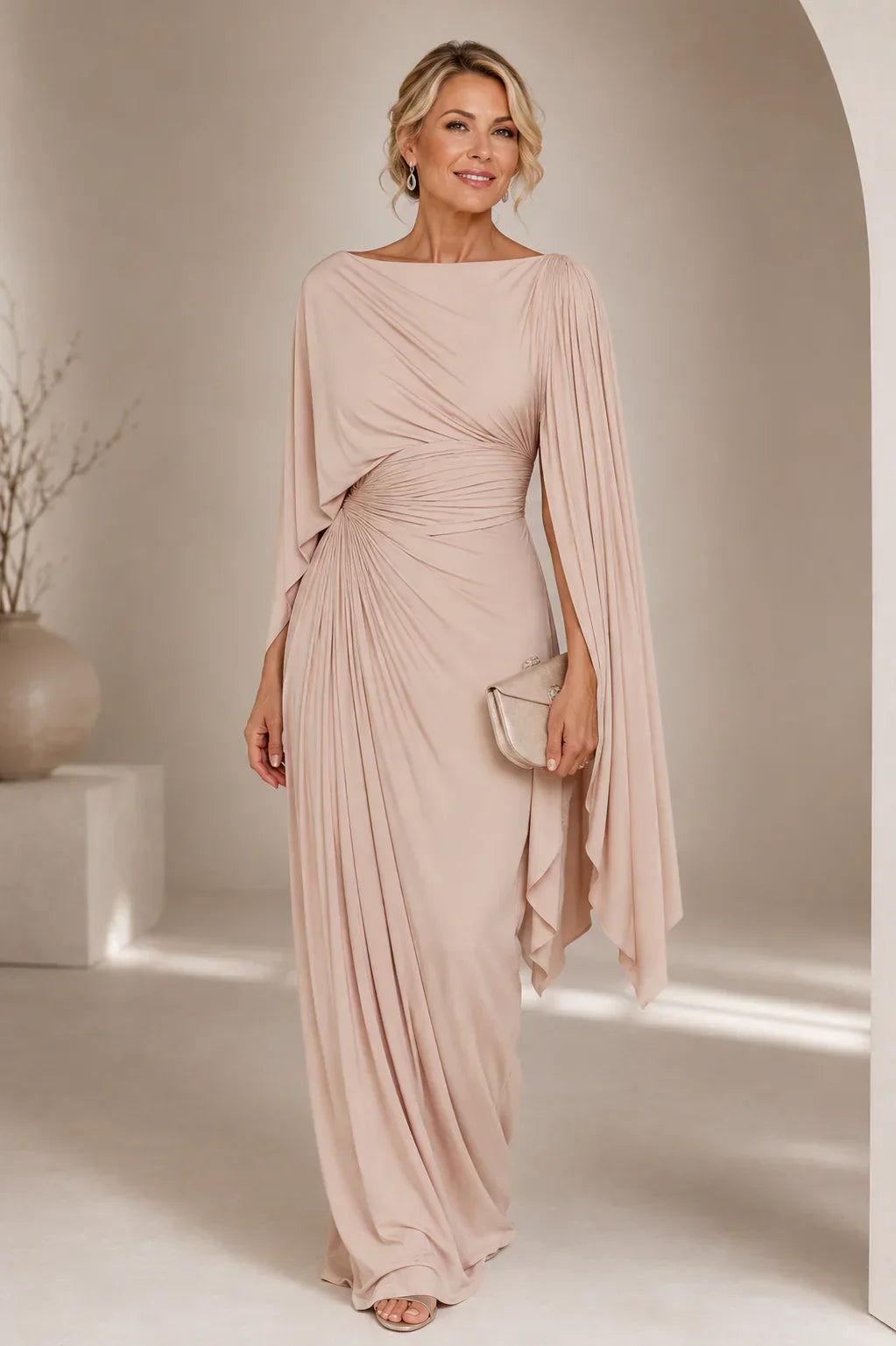 Genevieve™ | Elegant Draped Evening Maxi Dress