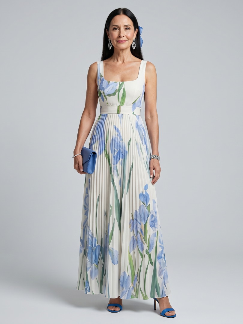 Isadora™ | Pleated Floral Maxi Dress