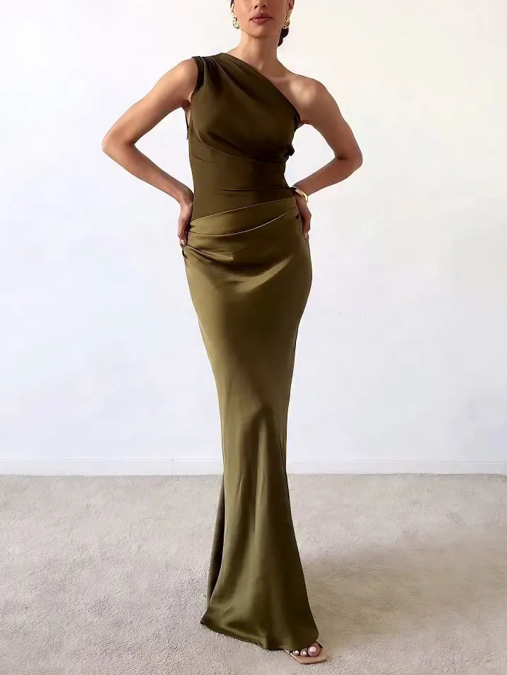 Marcela™ | Elegant Pleated Column Maxi Dress