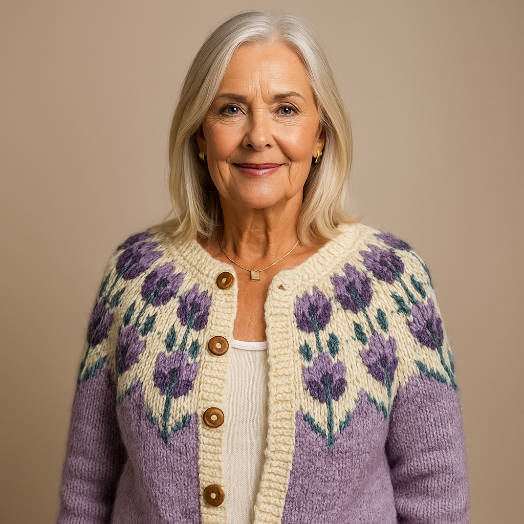 Elina™ | Floral Nordic Button-Front Cardigan