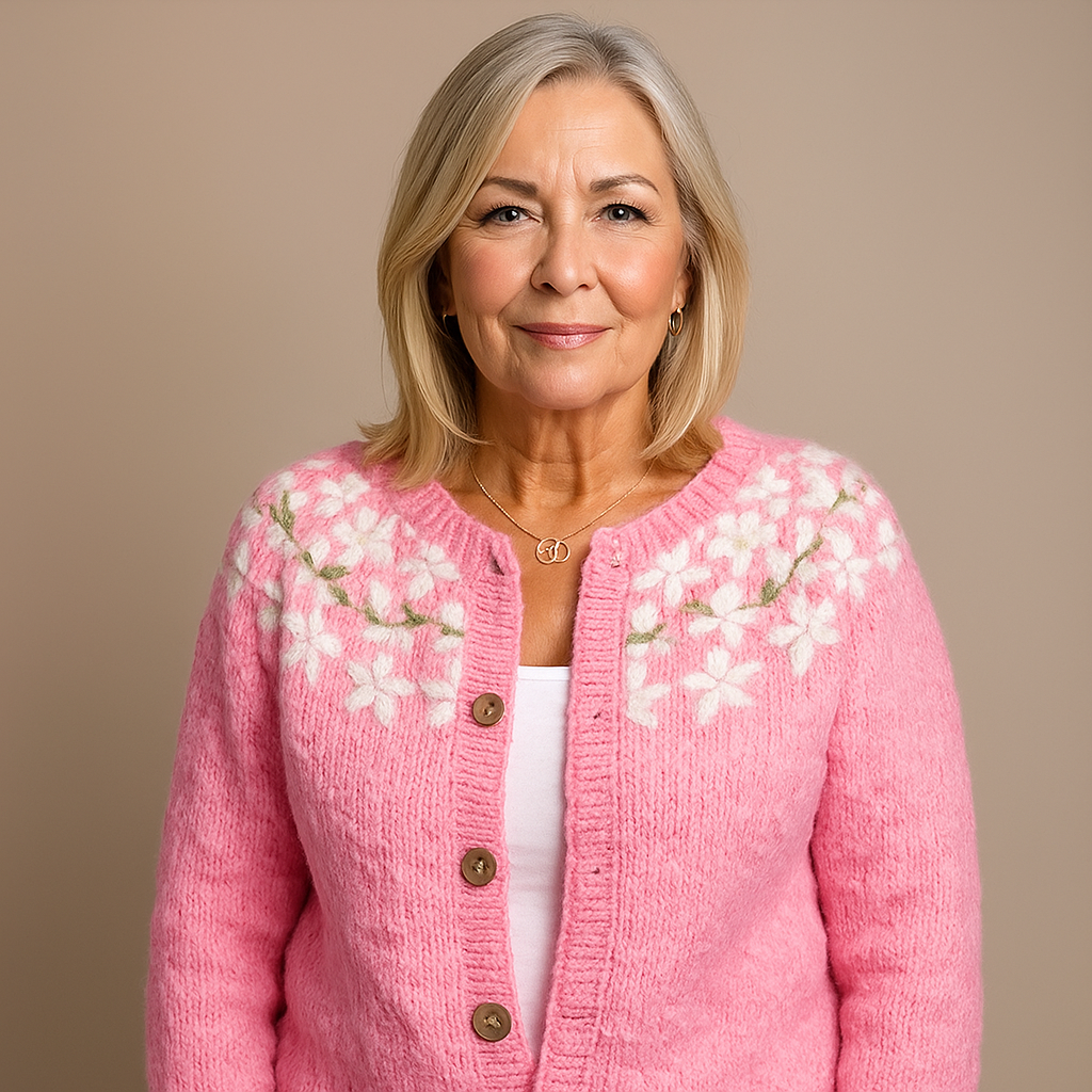 Ingrid™ | Nordic Floral Button-Front Cardigan