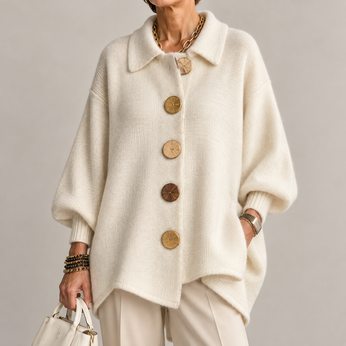 Ardelle™ | Oversized Collared Button Cardigan