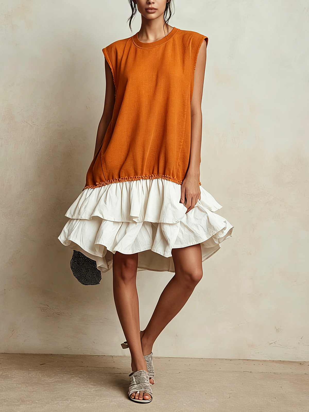 Ilara™ | Color-Block Ruffle Hem Vacation Dress
