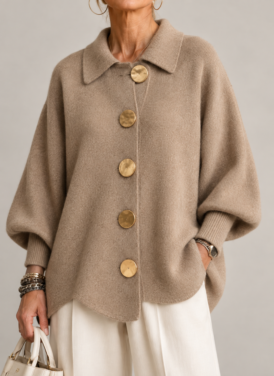 Ardelle™ | Oversized Collared Button Cardigan