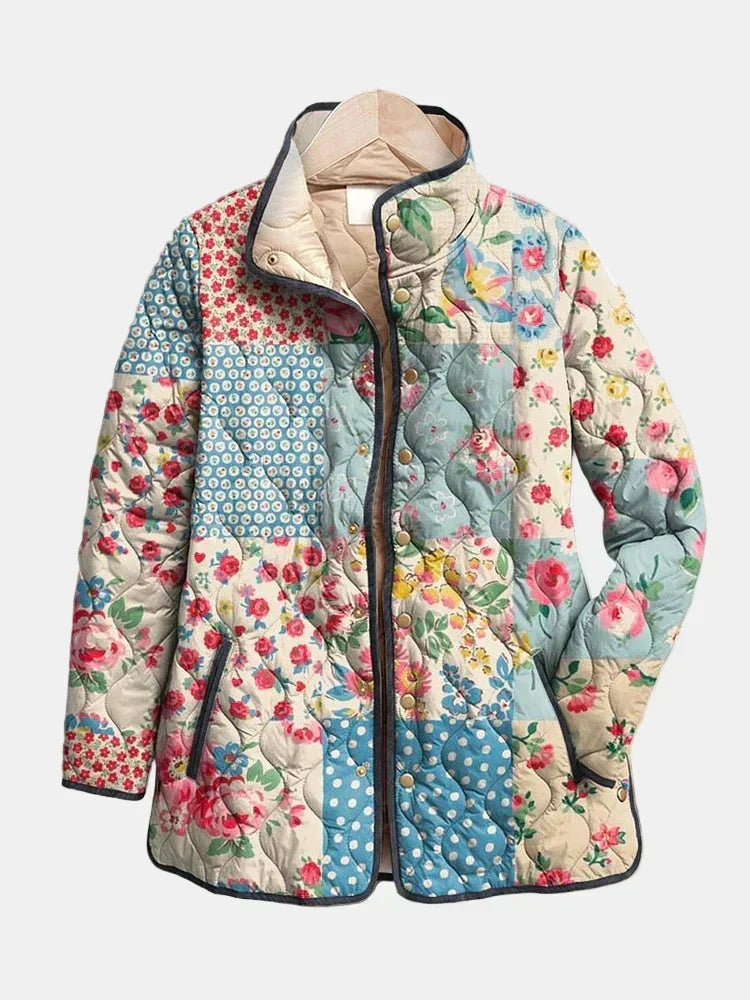 Mathilda™ | Floral Patchwork Quilted Longline Jacket