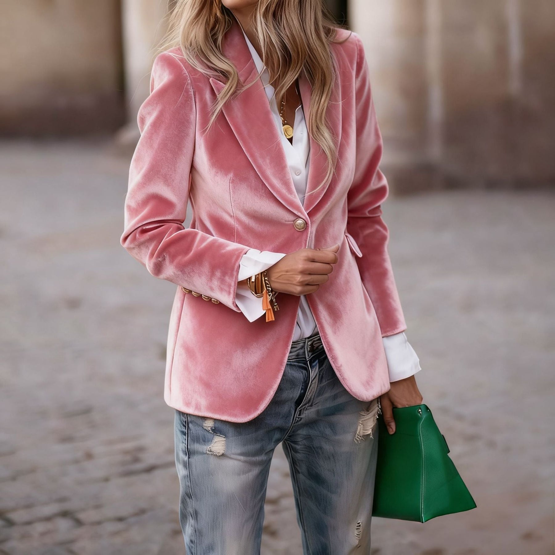 Geneva™ | Elegant Fitted Velvet Tailored Blazer