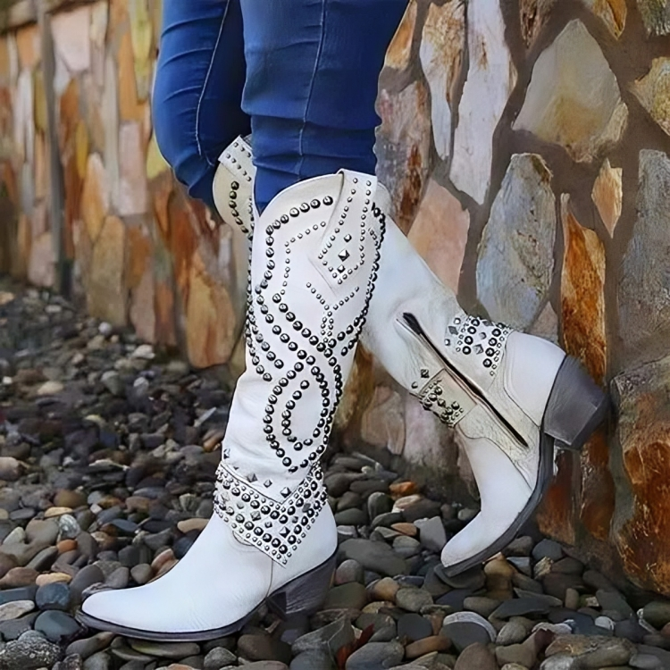 Cara™ | Studded Western Knee-High Boots