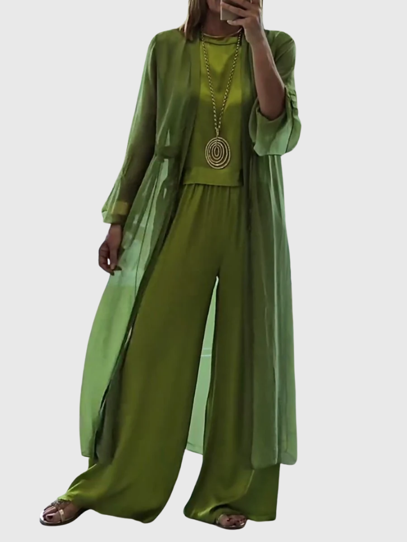Vivienna™ | Flowing Wide-Leg Three-Piece Ensemble
