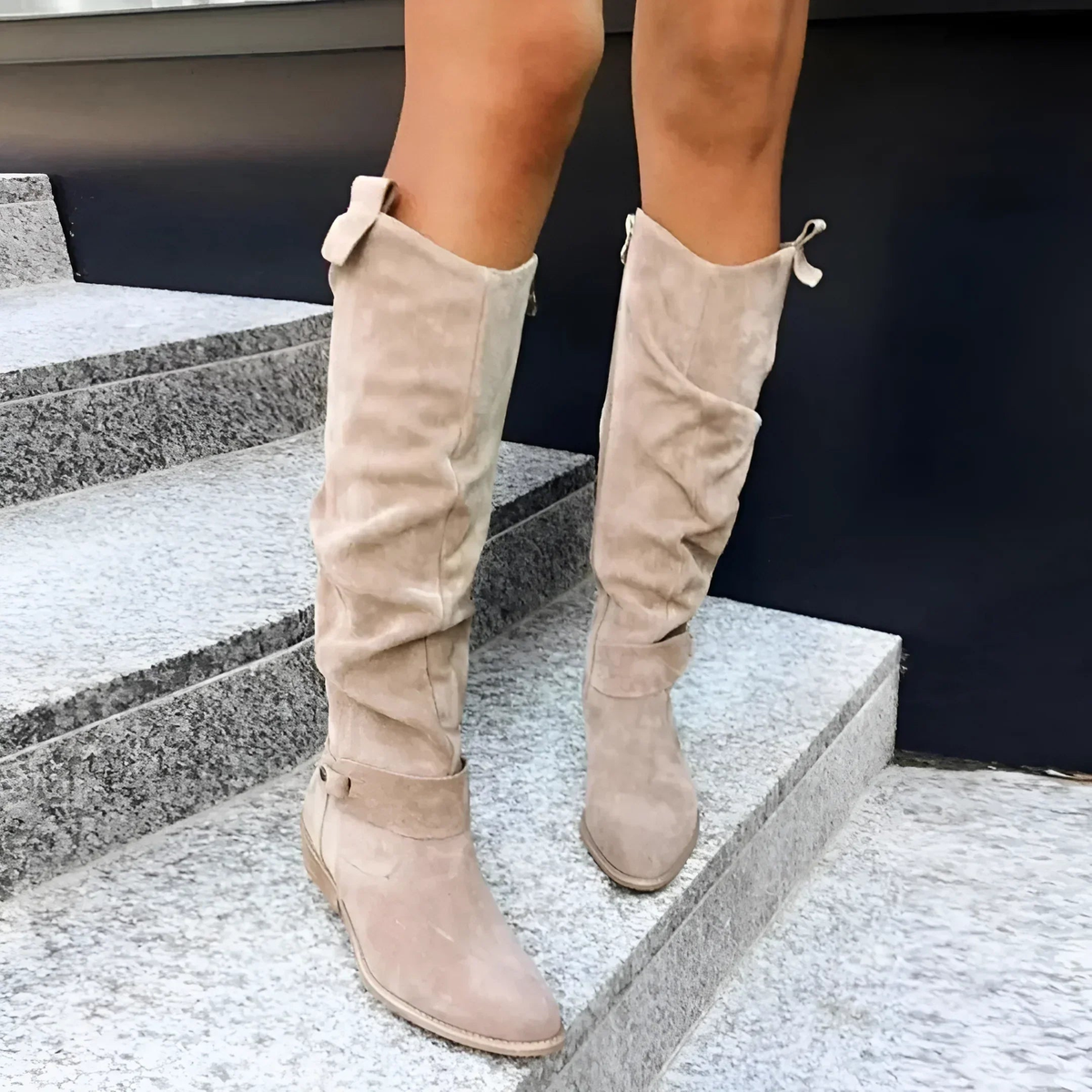 Daiselle™ | Bow Detail Suede Knee-High Boots