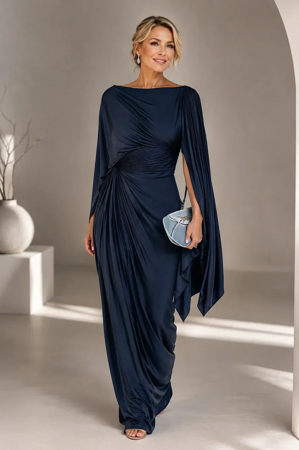 Genevieve™ | Elegant Draped Evening Maxi Dress