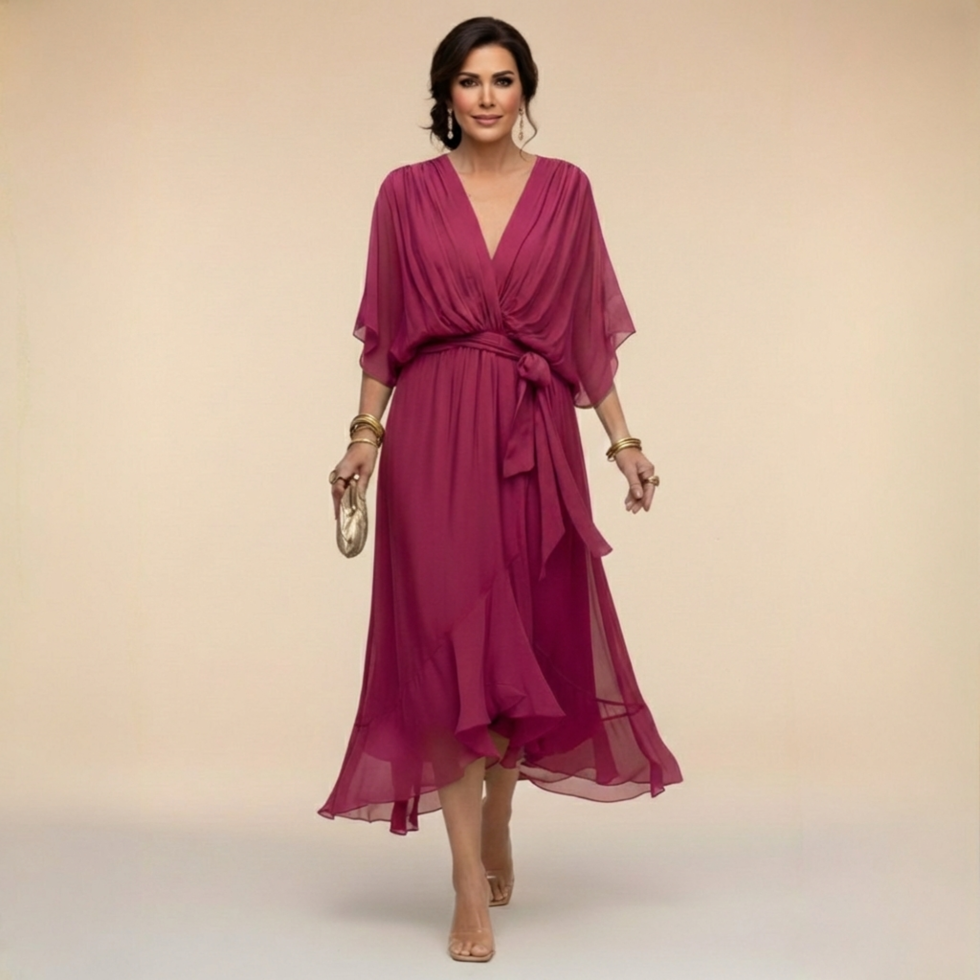 Eliana™ | Flowing Wrap Midi Dress