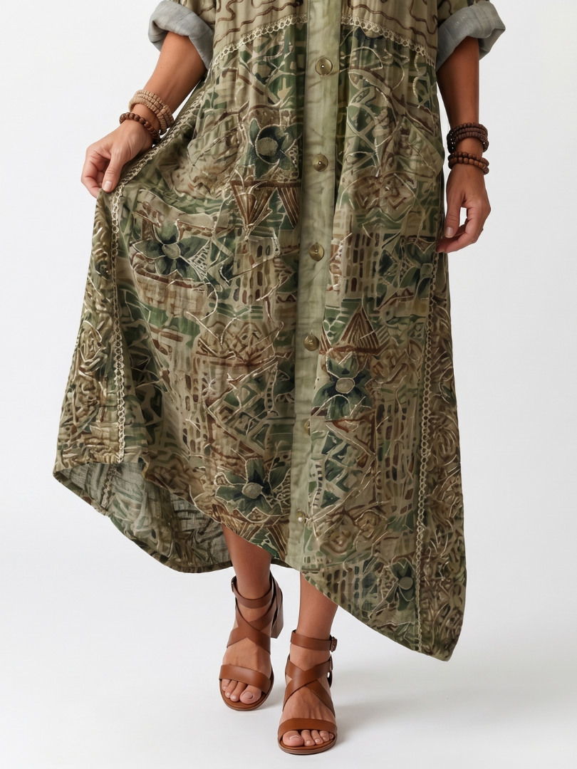 Willow™ | Bohemian Button-Front Pocket Maxi Dress