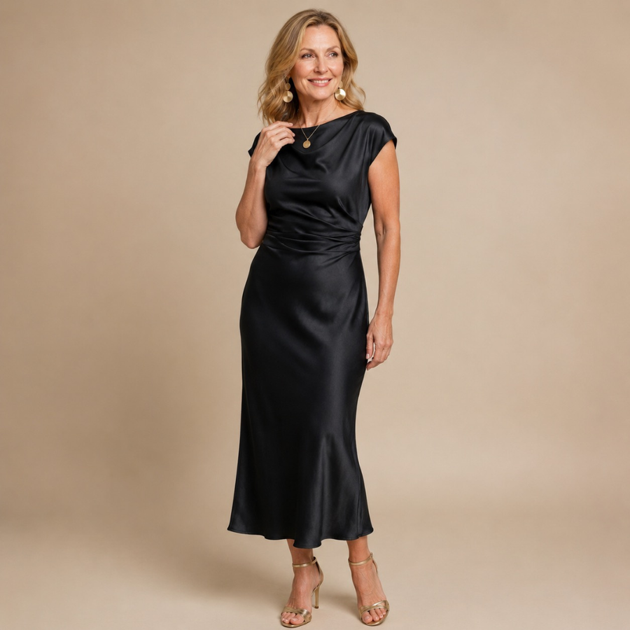 Victoria™ | Elegant Satin Midi Dress