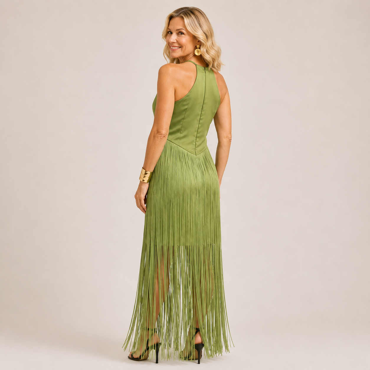 Esmeralda™ | Layered Fringe Sleeveless Maxi Dress
