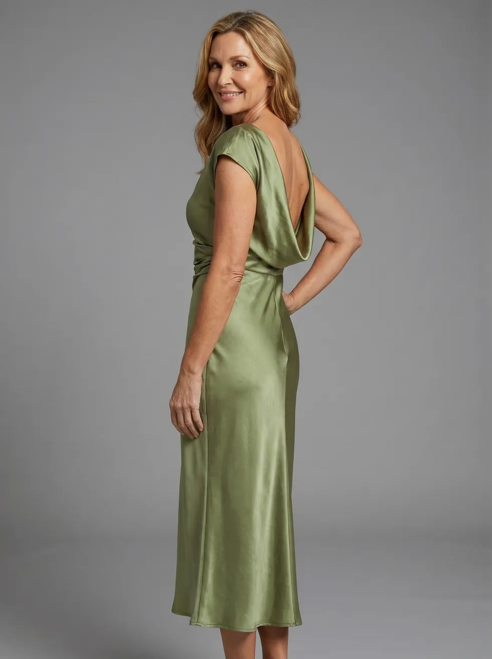Victoria™ | Elegant Satin Midi Dress