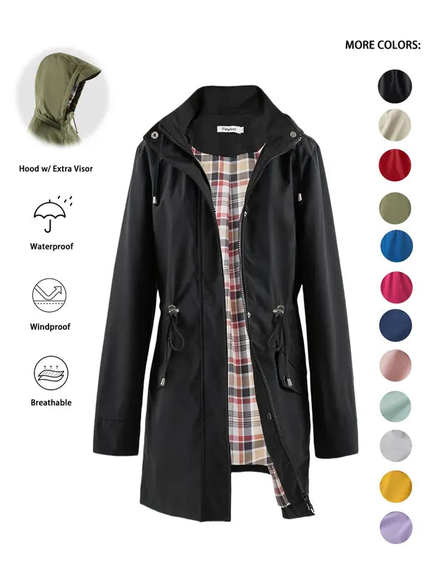 Pringe™ | Drawstring Hooded Longline Trench Coat
