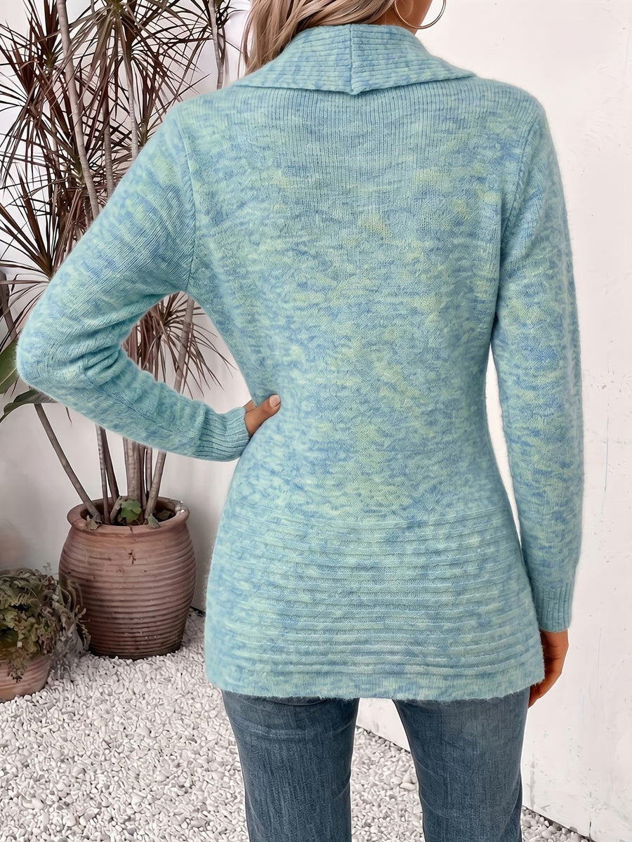Nova™ | Aqua Ribbed Button-Tab Cardigan
