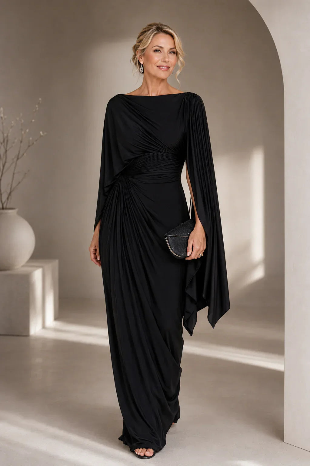 Genevieve™ | Elegant Draped Evening Maxi Dress