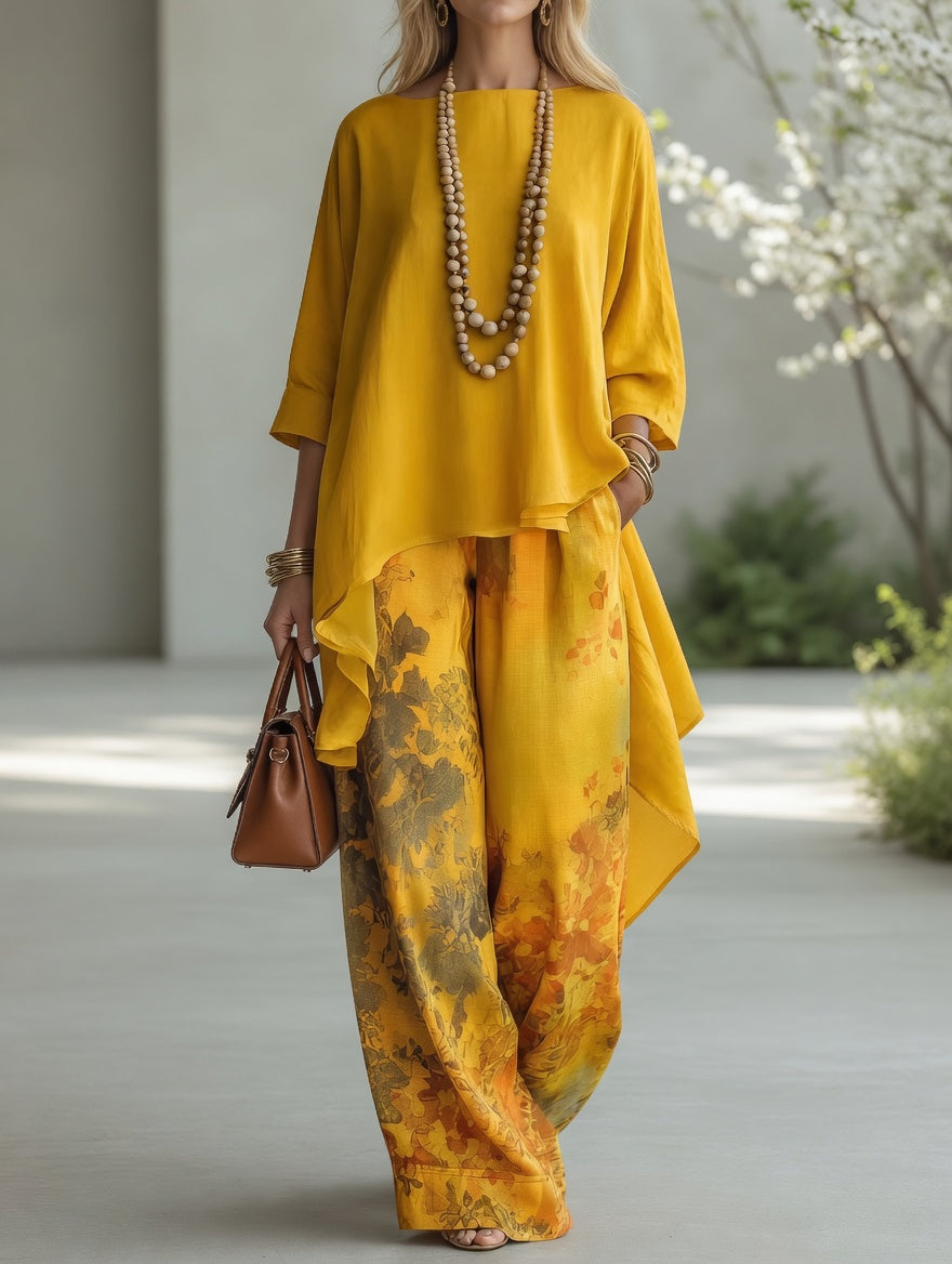 Carmen™ | Flowing High-Low Tunic & Floral Pants Set