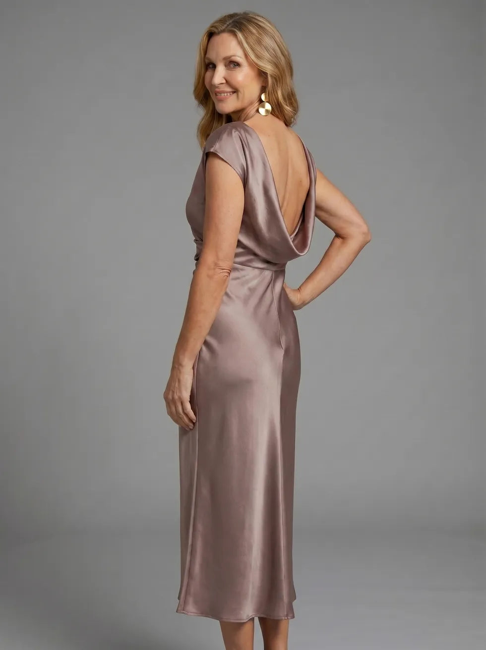 Victoria™ | Elegant Satin Midi Dress