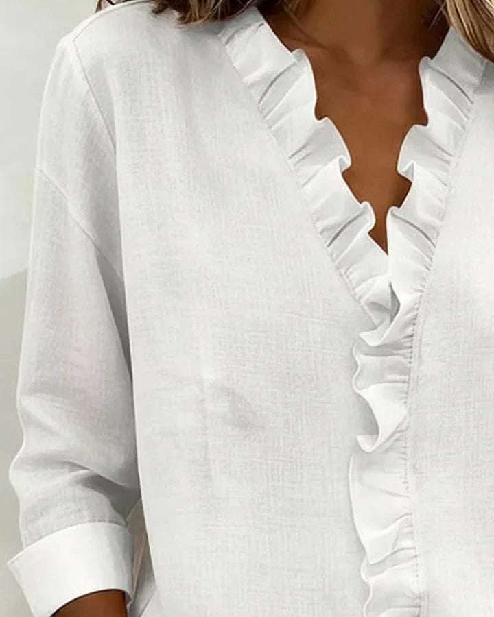 Lenora™ | Soft Ruffle Neckline Blouse
