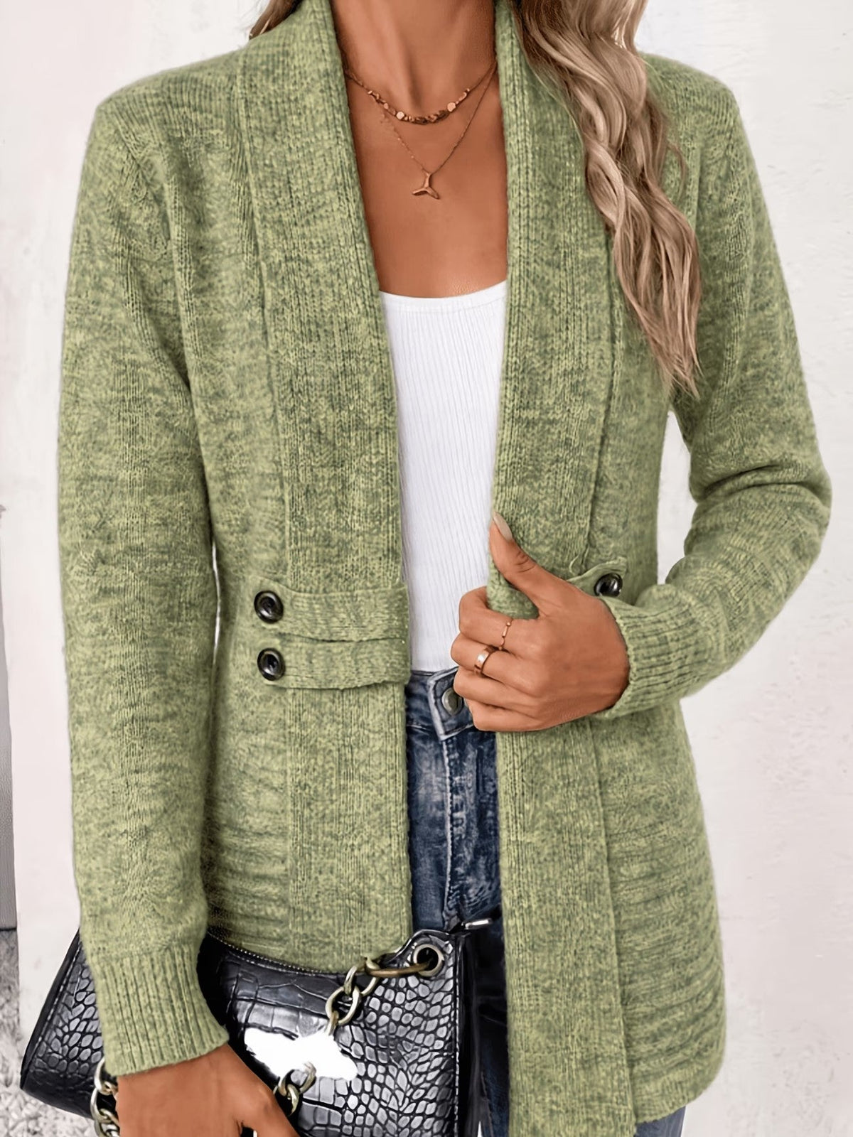 Tessa™ | Ribbed Button-Tab Longline Cardigan