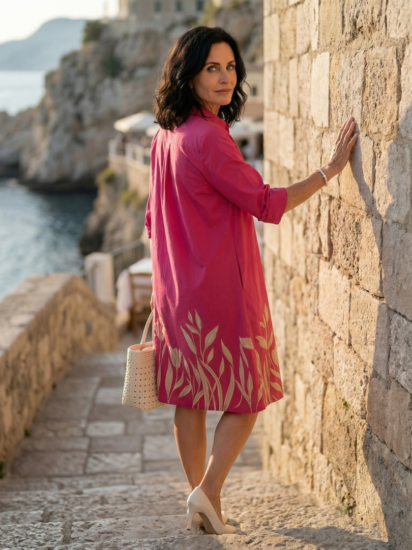 Damaris™ | Botanical Border Collared Midi Dress