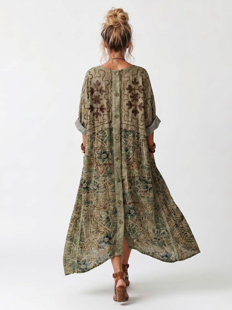 Willow™ | Bohemian Button-Front Pocket Maxi Dress